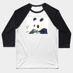 Panda Bear eating Bamboo Watercolor Painting Baseball T-Shirt